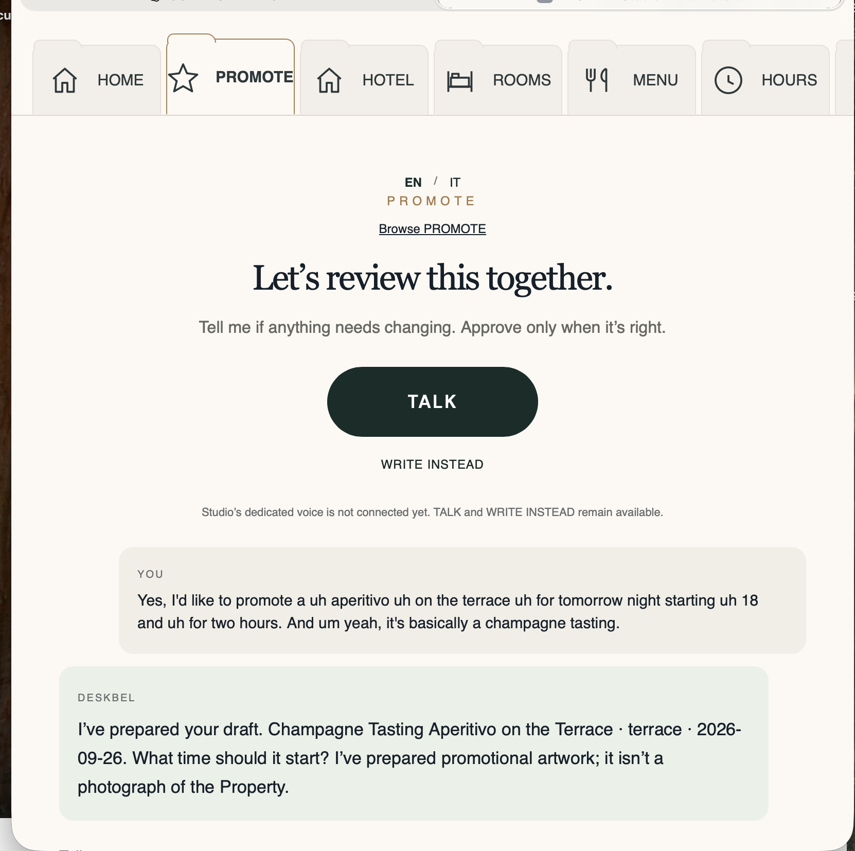 DESKBEL.Studio — promote